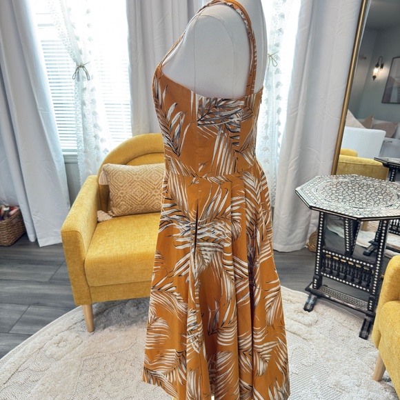 WHBM Palm-Print Fit & Flare Midi Dress — 8 - Picture 2 of 5